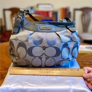 Coach Gray Signature Jaquard Soho Hobo Shoulder Bag with Leather Trim